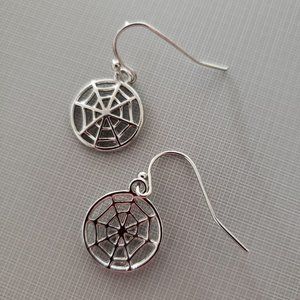 Silver Spiderweb Dangle Earrings